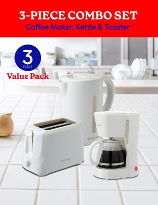 Image showing  3-Piece Kitchen Appliances Set: Coffee Maker, Electric Kettle & 2-Slice Toaster