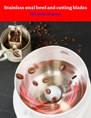 Image showing  Electric Coffee Grinder, Grinds Up to 12 Cups, Stainless Steel Bowl & Blades, White