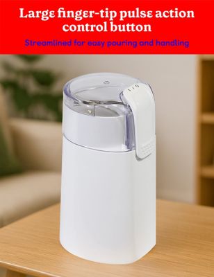 Image showing  Electric Coffee Grinder, Grinds Up to 12 Cups, Stainless Steel Bowl & Blades, White