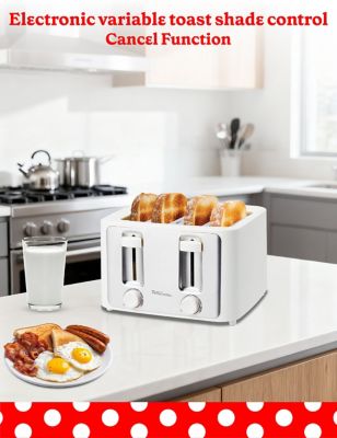 Image showing  4-Slice Toaster, 1500W, Variable Toast Shade Control Dials, High Lift Feature, White