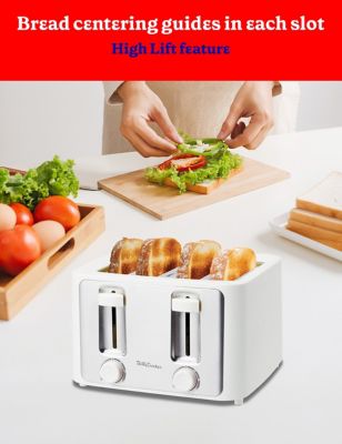 Image showing  4-Slice Toaster, 1500W, Variable Toast Shade Control Dials, High Lift Feature, White