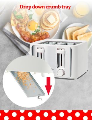 Image showing  4-Slice Toaster, 1500W, Variable Toast Shade Control Dials, High Lift Feature, White