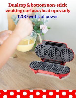 Image showing  Mini Multi-Waffle Maker, 1200W Kitchen Appliance for Home and Kitchen, Red