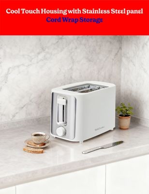 Image showing 5 th Betty Crocker 2-Slice Toaster, 900W, Variable Toast Shade Control, High Lift Feature, Cool Touch Housing, White