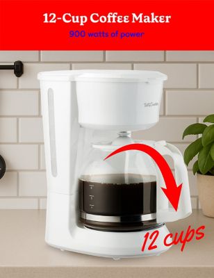 Image showing  12-Cup Drip Coffee Maker with Heat Resistant Glass Carafe, White