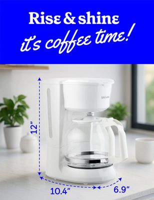 Image showing 6 th Betty Crocker 12-Cup Drip Coffee Maker with Heat Resistant Glass Carafe, White