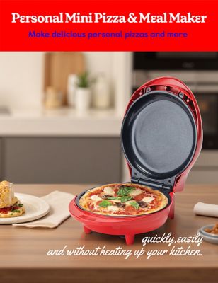 Image showing  7.5 in. Mini Pizza & Meal Maker, 1000W Indoor Electric Grill, Red