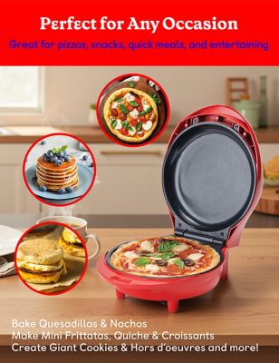 Image showing  7.5 in. Mini Pizza & Meal Maker, 1000W Indoor Electric Grill, Red