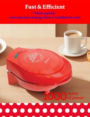 Image showing  7.5 in. Mini Pizza & Meal Maker, 1000W Indoor Electric Grill, Red