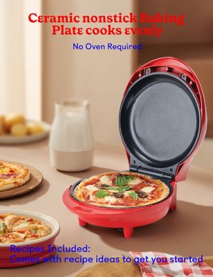 Image showing 5 th Betty Crocker 7.5 in. Mini Pizza & Meal Maker, 1000W Indoor Electric Grill, Red