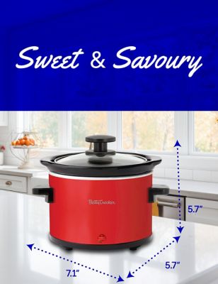 Image showing 6 th Betty Crocker 0.7-Quart Mini Slow Cooker, Chocolatier & Simmer Pot, Red