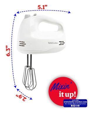 Image showing 5 th Betty Crocker 5-speed Hand Mixer, 150 Watts Power, White