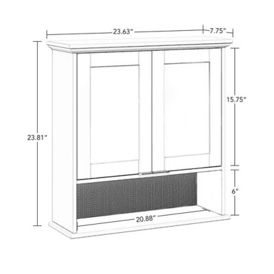 Image showing  Shorewood Two-Door Wall Cabinet with Rattan Backboard - White
