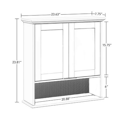 Image showing  Two-Door Kitchen Wall Cabinet with Rattan Backboard - White