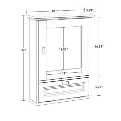 Image showing 5 th RiverRidge Home Geneva Wall Cabinet with Mirror and Layered Drop-Down Door - White