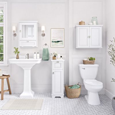 Image showing  Geneva Two-Door Wall Cabinet with Layered Doors - White