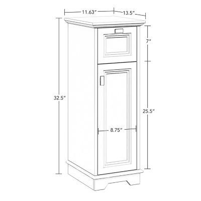 Image showing  Slim Cabinet with Layered Door and Drawer - White