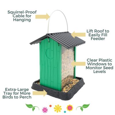 Image showing  Village Collection Hopper Birdfeeder, Fiesta Green