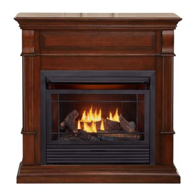 Duluth Forge Ventless Propane Gas Fireplace With Mantel - 26,000 BTU, T-Stat Control, Auburn Cherry - Model# DFS-300LT-3AC