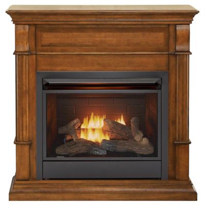 Duluth Forge Ventless Natural Gas Fireplace With Mantel - 26,000 BTU, T-Stat Control, Apple Spice - Model# DFS-300NT-3AS