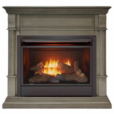 Duluth Forge Ventless Natural Gas Fireplace With Mantel - 26,000 BTU, T-Stat Control, Slate Gray - Model# DFS-300NT-3GR