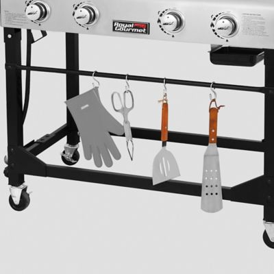 Image showing 8 th Royal Gourmet 4-Burner Portable Flat Top Gas Grill and Griddle Combo with Folding Legs, with Cover, 48,000 BTU