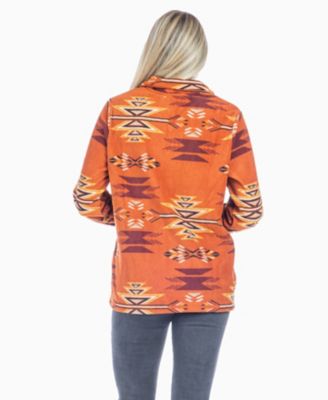 Image showing  Relaxed Fit Aztec Print 1/4 zip Fleece