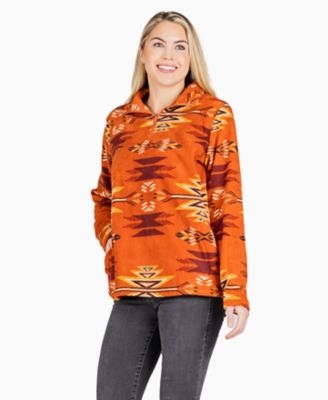 Image showing  Relaxed Fit Aztec Print 1/4 zip Fleece