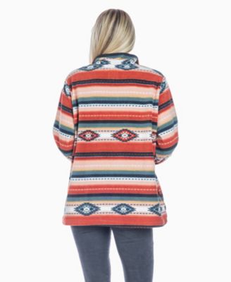 Image showing 1 th Cotton and Rye Relaxed Fit Aztec Print 1/4 zip Fleece