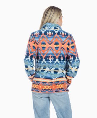 Image showing  Relaxed Fit Aztec Print 1/4 zip Fleece