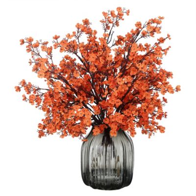 Red Shed 19 in. Halloween Floral Arrangement in Glass Vase, Orange/Black