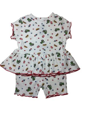 John Deere Girl's Infant Snacks and Tractors 2-Piece Short Set