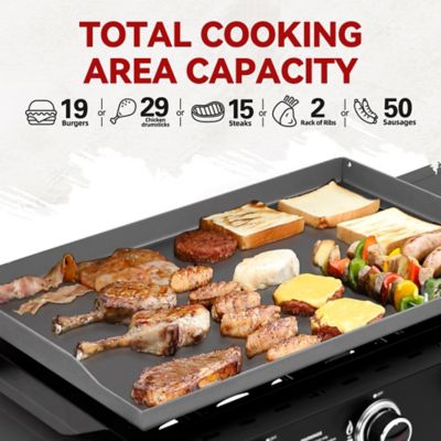 Image showing  3-Burner Propane Gas Griddle in Black, Griddle with Collapsible Side Shelves, 39,000 BTU, 492 Sq. In.