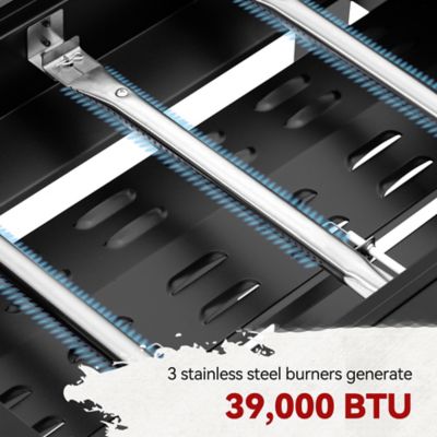 Image showing 5 th Royal Gourmet 3-Burner Propane Gas Griddle in Black, Griddle with Collapsible Side Shelves, 39,000 BTU, 492 Sq. In.