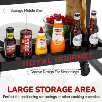 Image showing 7 th Royal Gourmet 3-Burner Propane Gas Griddle in Black, Griddle with Collapsible Side Shelves, 39,000 BTU, 492 Sq. In.