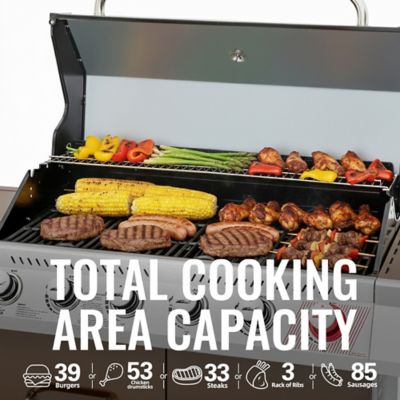 Image showing  6-Burner Propane Gas Grill with Sear Burner and Side Burner, 74,000 BTU, Cabinet Style Grill