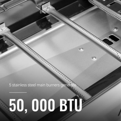 Image showing  6-Burner Propane Gas Grill with Sear Burner and Side Burner, 74,000 BTU, Cabinet Style Grill