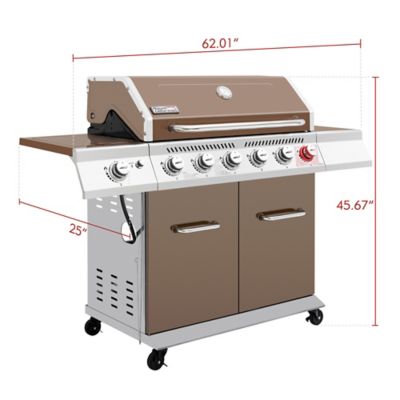 Image showing 8 th Royal Gourmet 6-Burner Propane Gas Grill with Sear Burner and Side Burner, 74,000 BTU, Cabinet Style Grill