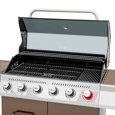 Image showing 9 th Royal Gourmet 6-Burner Propane Gas Grill with Sear Burner and Side Burner, 74,000 BTU, Cabinet Style Grill
