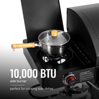 Image showing  2-Burner Gas and Charcoal Combo Grill with Side Burner, 34,000 BTU Dual Fuel Grill, 823 sq. in. Cooking Area