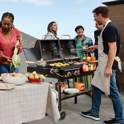 Image showing 9 th Royal Gourmet 2-Burner Gas and Charcoal Combo Grill with Side Burner, 34,000 BTU Dual Fuel Grill, 823 sq. in. Cooking Area