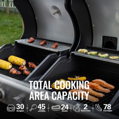 Image showing  2-Burner Gas and Charcoal Combo Grill with Cover, 20,000 BTU Cabinet Style Dual Fuel Grill