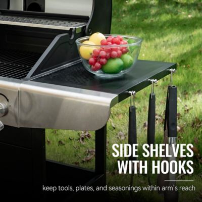 Image showing  2-Burner Gas and Charcoal Combo Grill with Cover, 20,000 BTU Cabinet Style Dual Fuel Grill