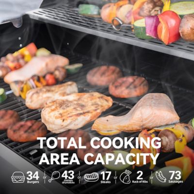 Image showing  6-Burner Gas Grill with Sear Burner and Side Burner, Stainless Steel Cabinet Style Gas Grill with Cover