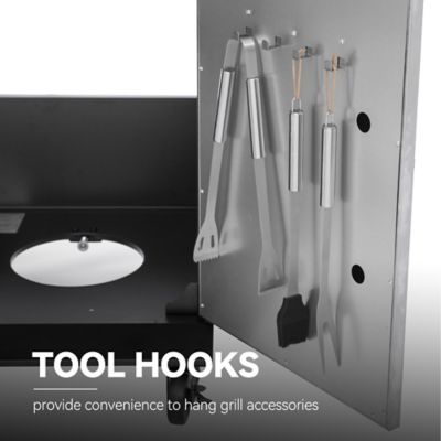 Image showing 6 th Royal Gourmet 6-Burner Gas Grill with Sear Burner and Side Burner, Stainless Steel Cabinet Style Gas Grill with Cover