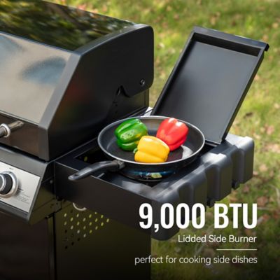 Image showing  4-Burner Gas Grill with Lidded Side Burner, Cabinet Style Propane Gas Grill, 49,000 BTU