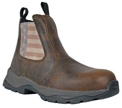 HOSS Boot Company Men's Old Glory Pull-On Composite Toe Work Boots, Distressed Leather, SR, EH Rated, Cushioned Insole