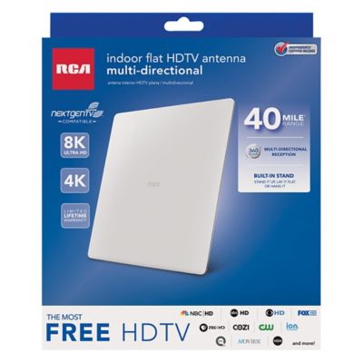 Image showing  Indoor Flat HDTV Multi-Directional Antenna with Easel Stand and up to 40-Mile Range