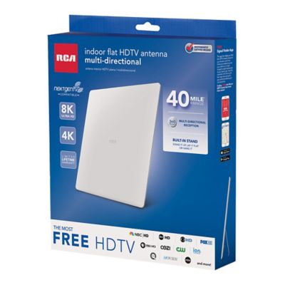 Image showing 7 th RCA Indoor Flat HDTV Multi-Directional Antenna with Easel Stand and up to 40-Mile Range