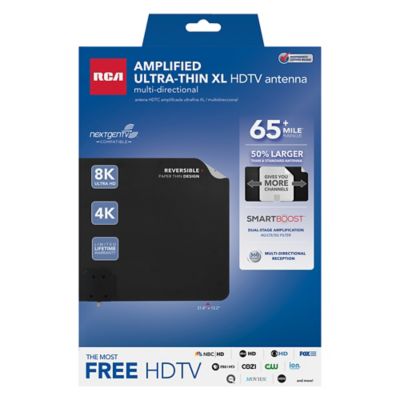 Image showing  Ultra-Thin XL Amplified Indoor Flat HDTV Multi-Directional Antenna with up to 65+ Mile Range